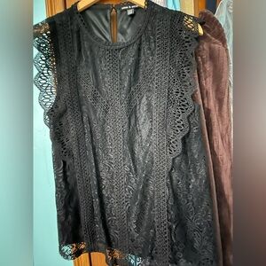 Cable & Gauge Black Lace Sleeveless Blouse